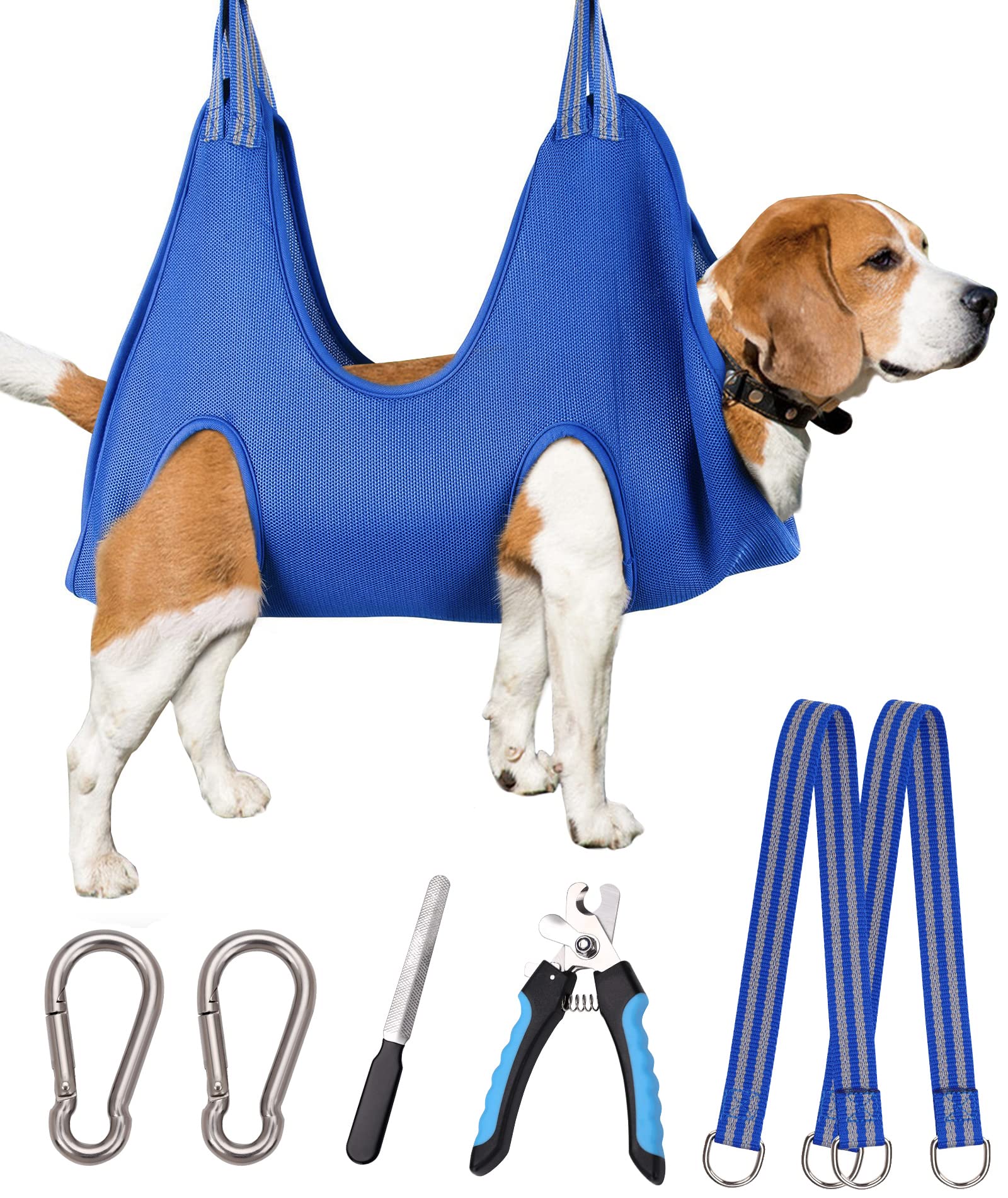 Kkiimatt grooming hammock harness front view for secure, calm nail trimming