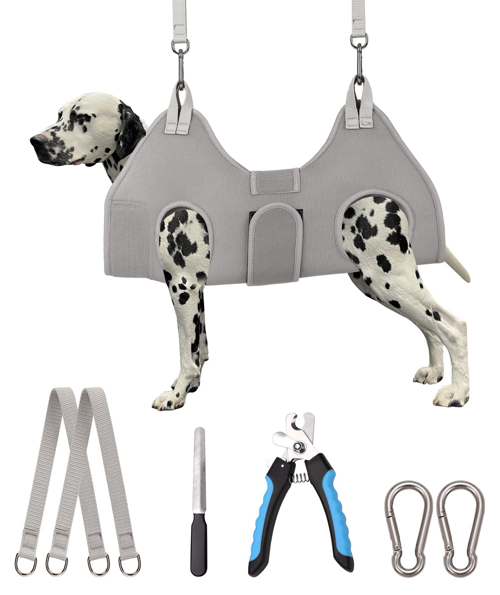 Kkiimatt dog grooming hammock neck-support close-up, showcasing a secure and calm trimming experience.
