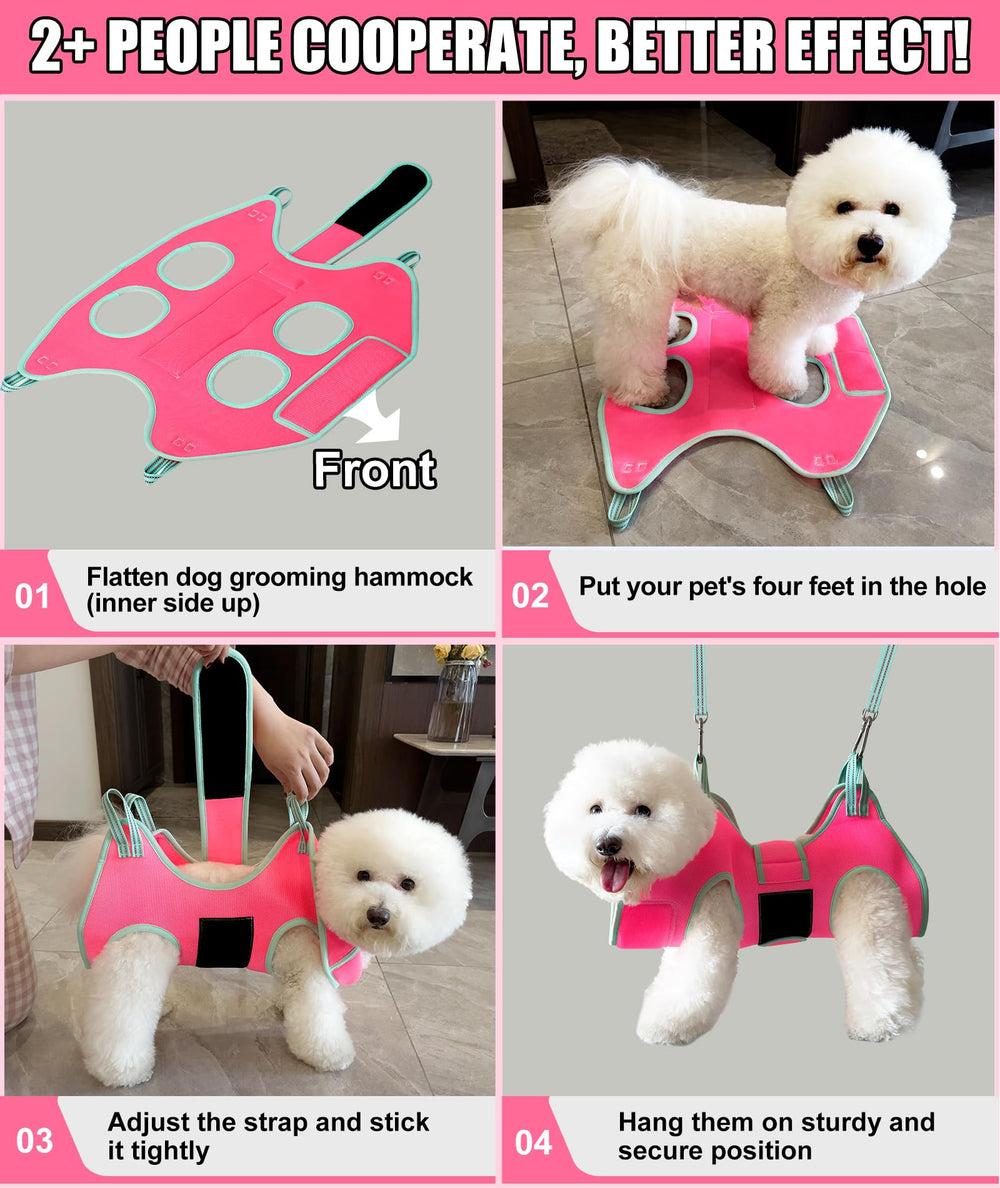 Kkiimatt dog grooming hammock XS pink carabiners in kit