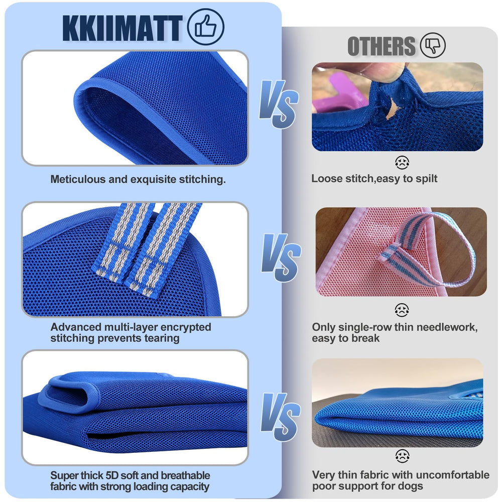 Kkiimatt machine-washable grooming hammock demonstrates easy cleanup after sessions.