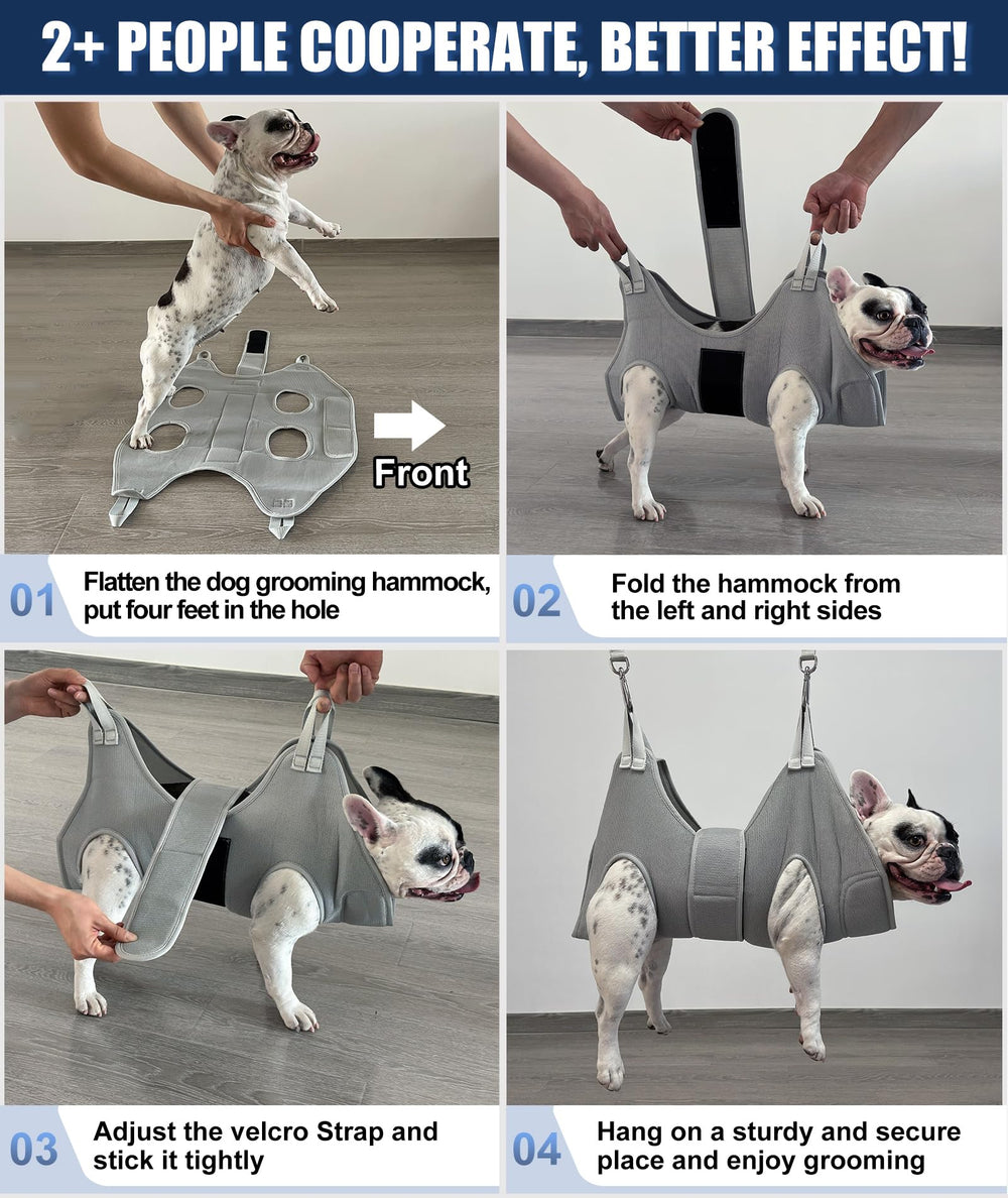 Kkiimatt XXL dog grooming hammock fits extra-large dogs for nail trims.