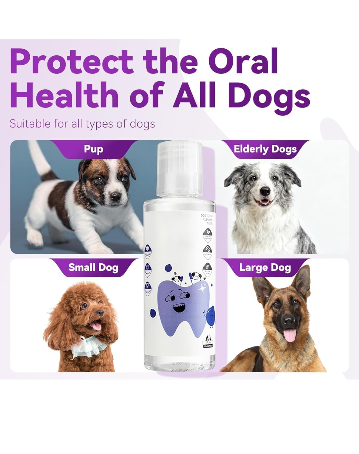 KKINYAS natural formula highlights gentle gum care for dogs.