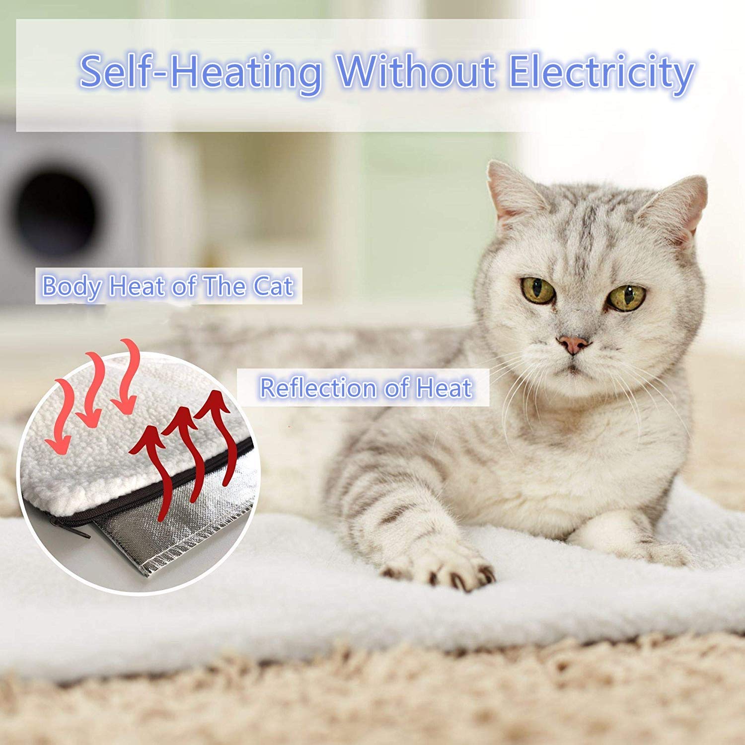 Klemon Self-Warming Pad size 60x45cm shown for small dogs and cats.