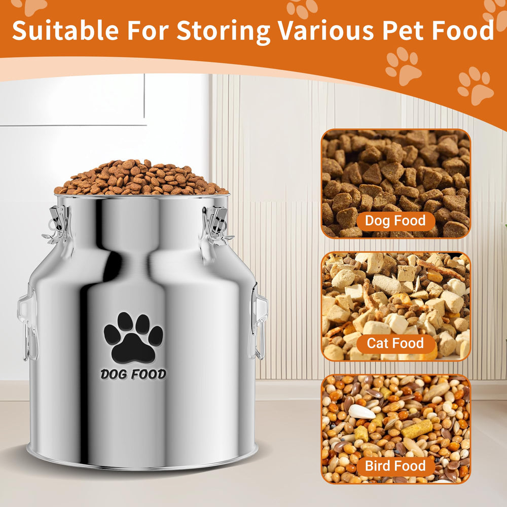 Kluronyo dog and cat food storage with spoon demonstrates convenient graduated scoop