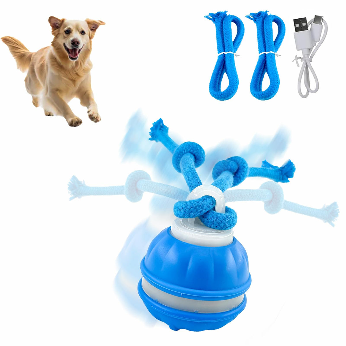 Klursy interactive dog ball blue front view for active play and stimulation.