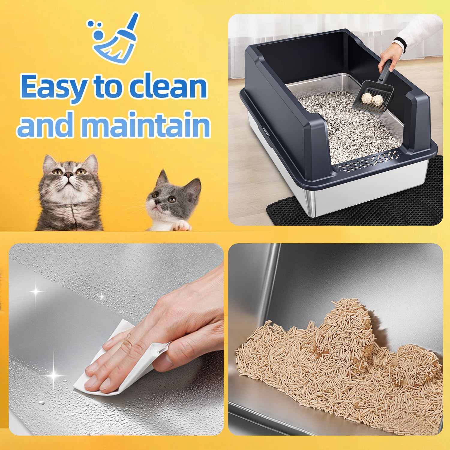 KMNSUN XXXL litter box 14-inch wall blocks leaks and scatter