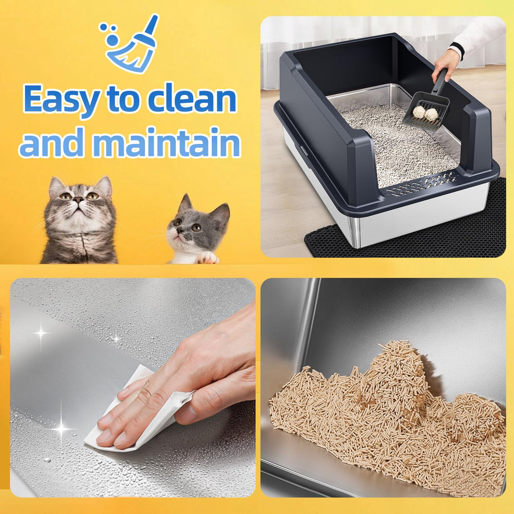 KMNSUN XXXL litter box 14-inch wall blocks leaks and scatter