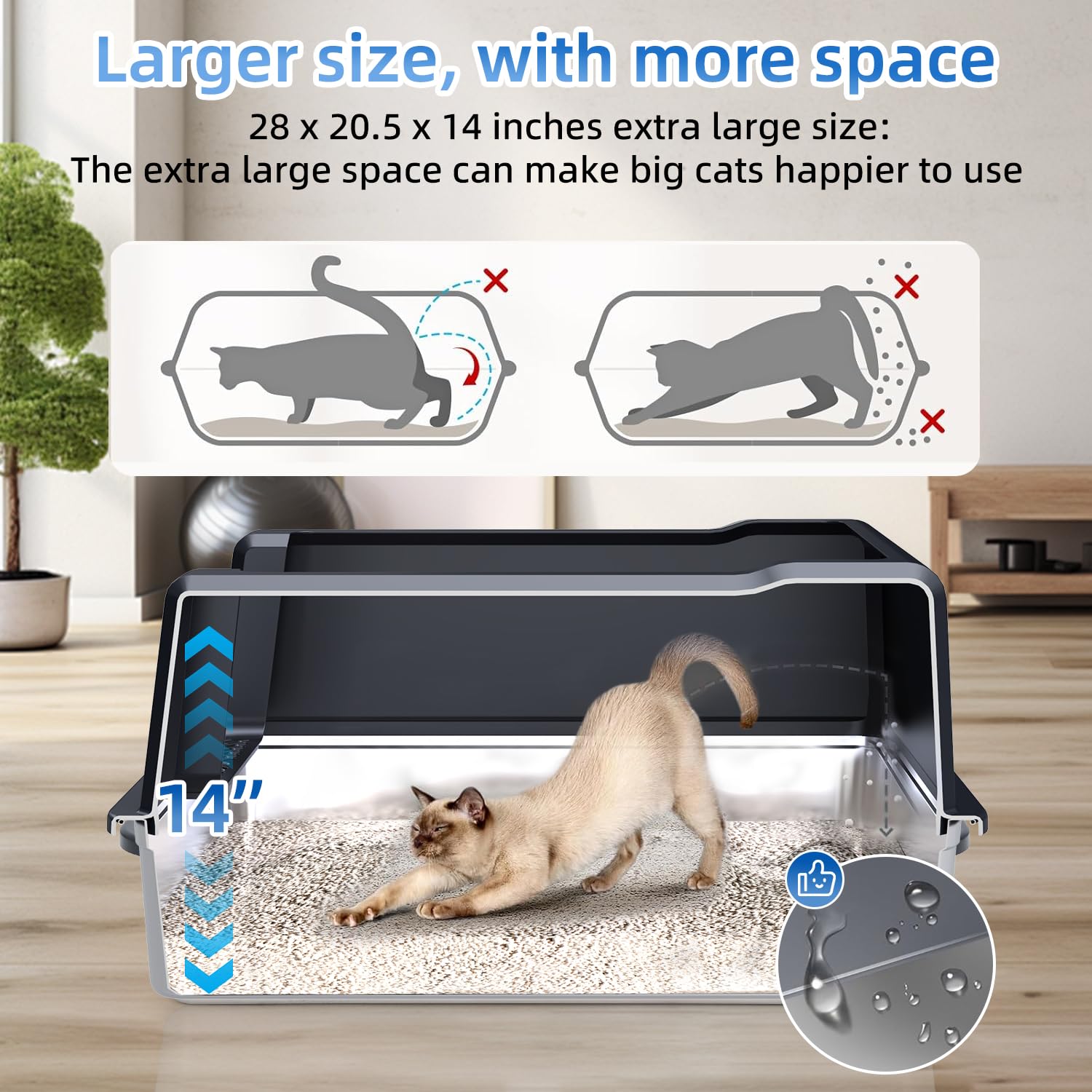 KMNSUN XXXL litter box large space supports multi-cat households