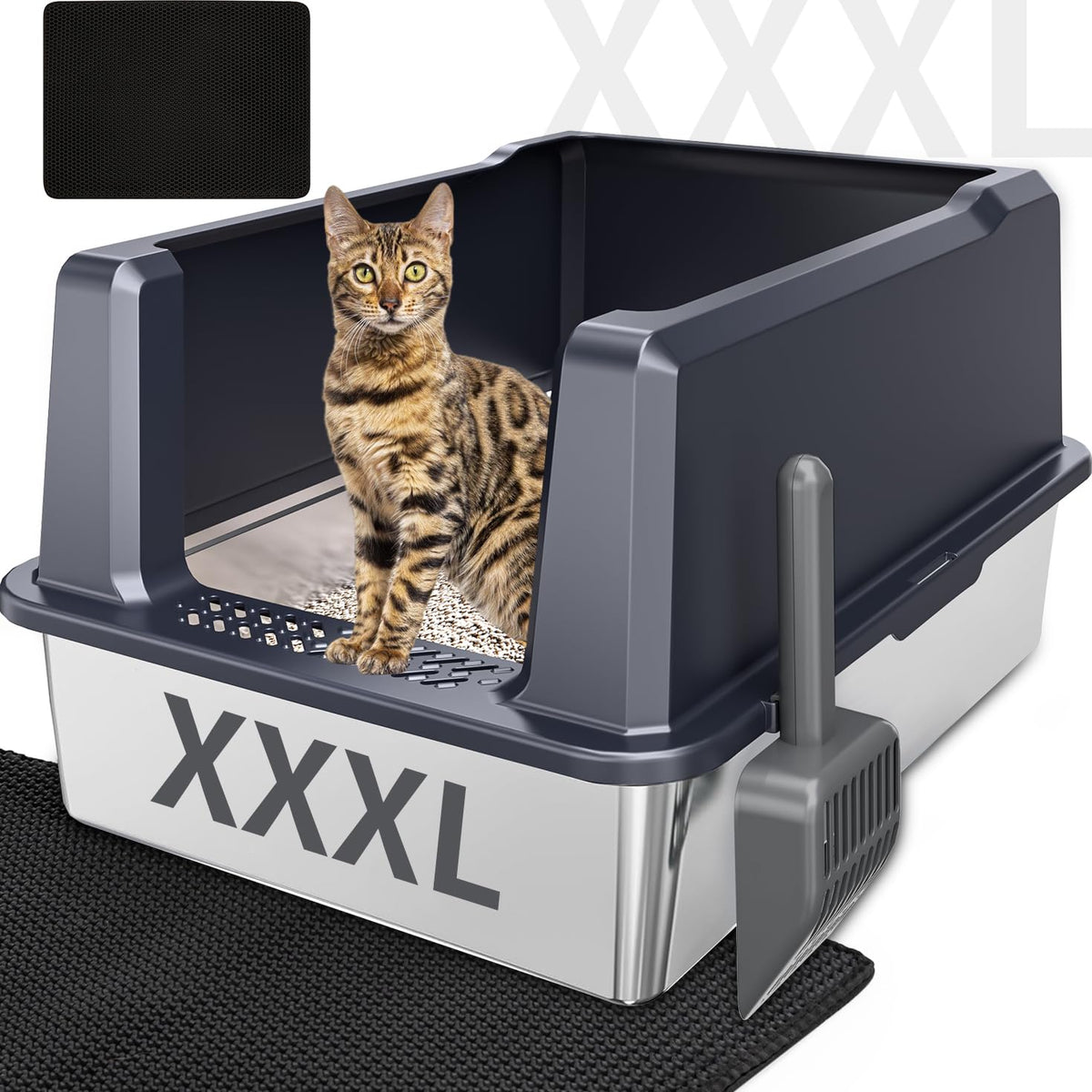 KMNSUN XXXL litter box top view shows extra-large space for big cats