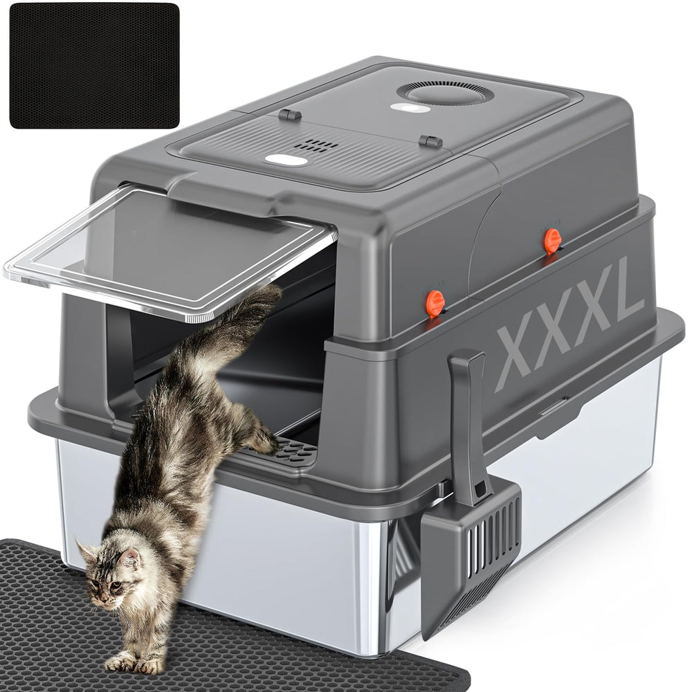 KMNSUN XXXL litter box cover-dimensions shows spacious interior for large cats.