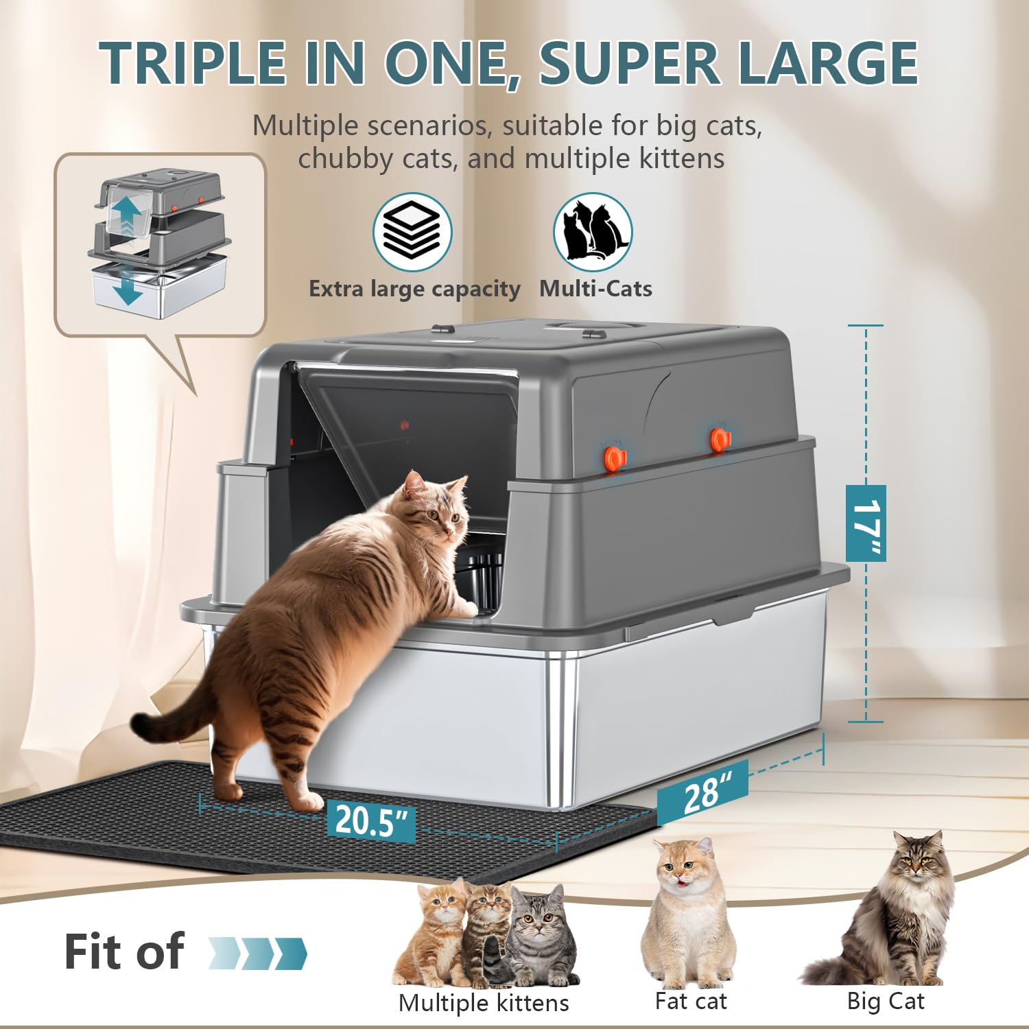 KMNSUN XXXL non-stick-bottom simplifies daily cleaning.