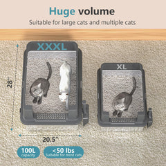 KMNSUN XXXL litter box leak-proof-walls prevent litter scatter and urine leakage.