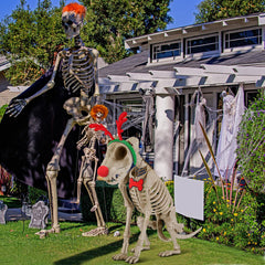 Knitgrip 7-foot skeleton dog in outdoor yard display