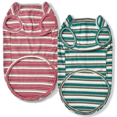 Knuffelen pine green and plum red dog shirts display vibrant color options.