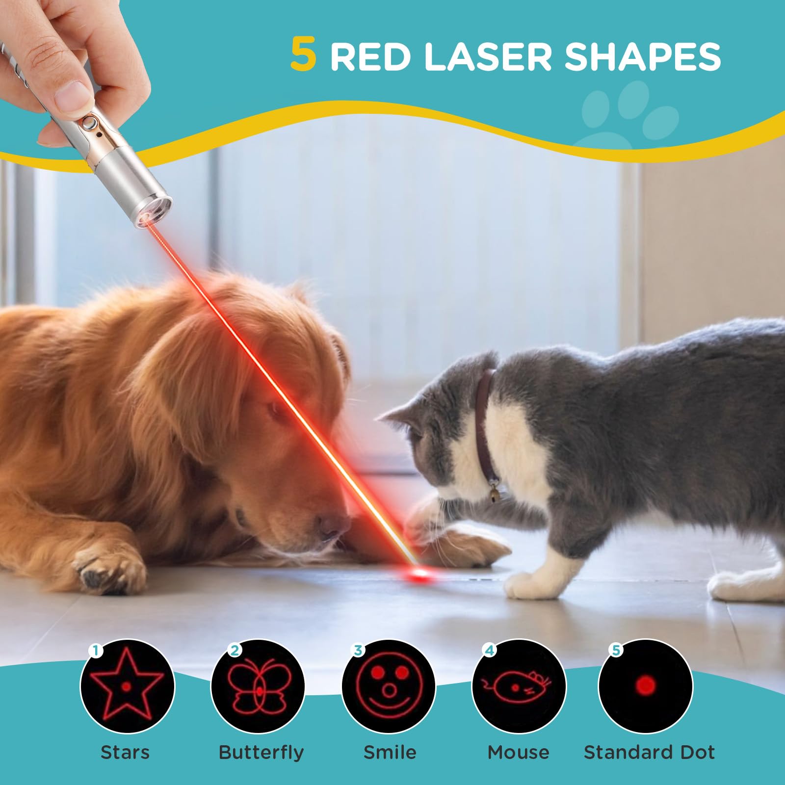 Koackl Cat Toy Pointer showing red, purple, and white colors