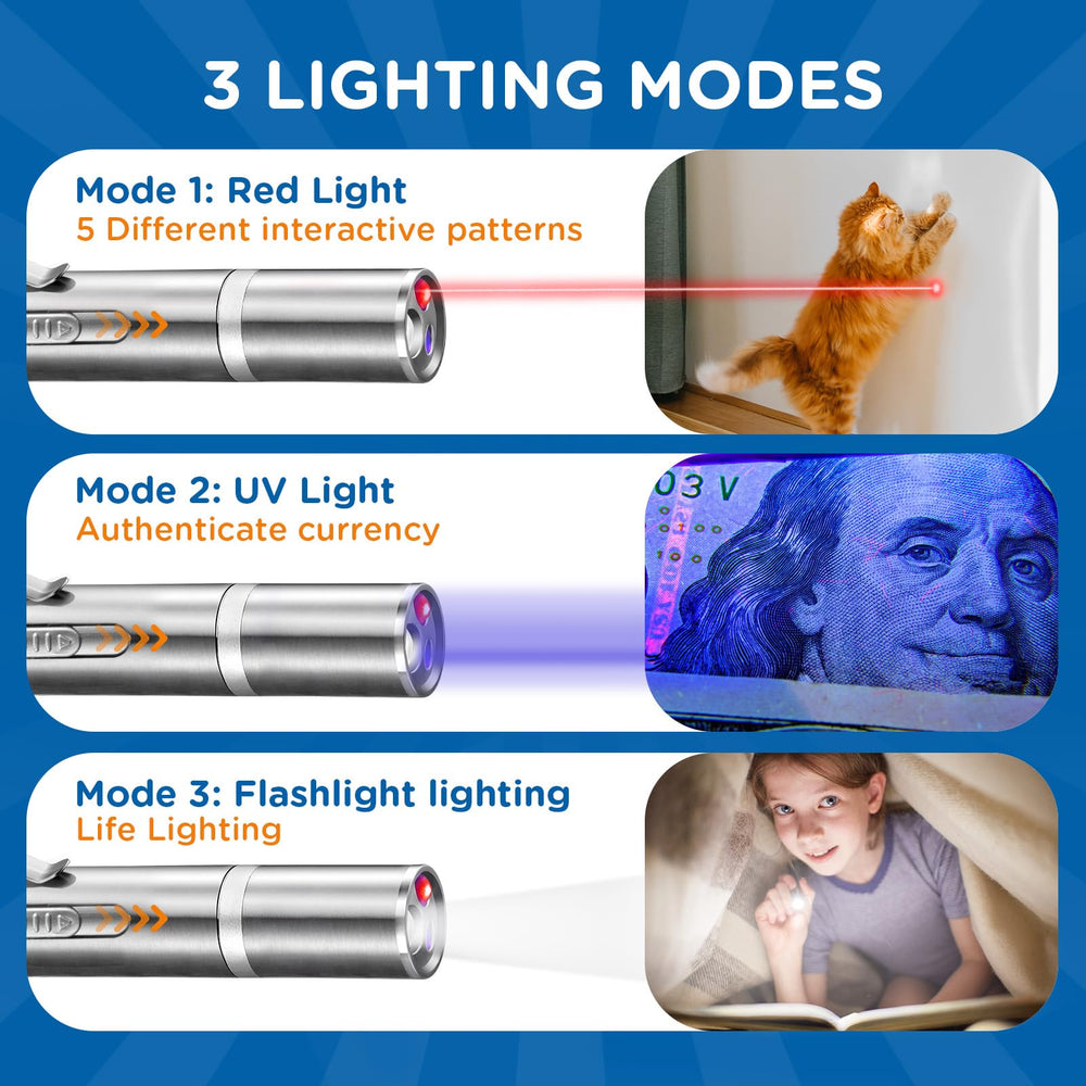 Koackl cat toy pointer displays mice and butterfly patterns to fuel curiosity