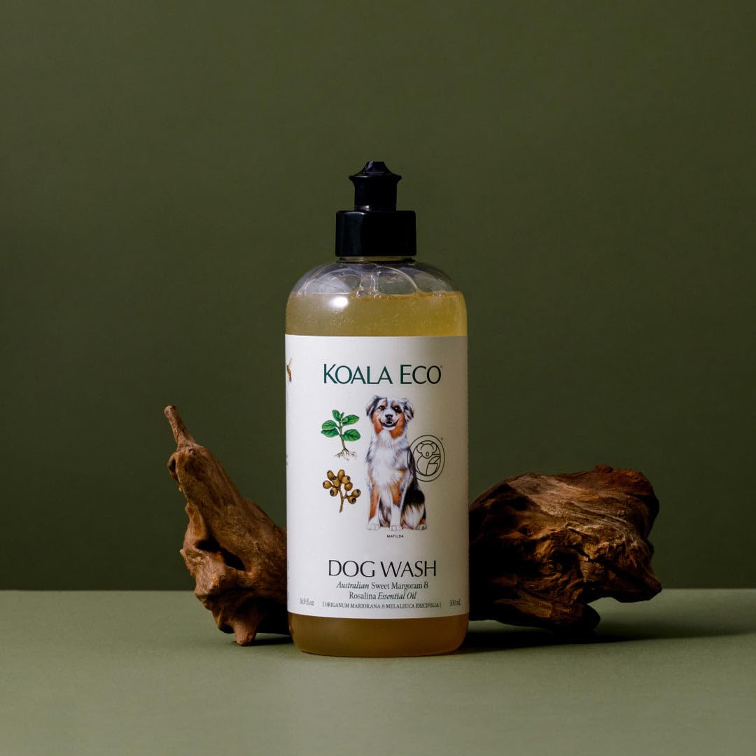Koala Eco Dog Cleaner packaging highlights recycled materials and refillable bottle design.
