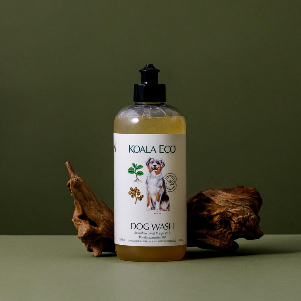 Koala Eco Dog Cleaner packaging highlights recycled materials and refillable bottle design.