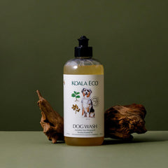 Koala Eco Dog Cleaner packaging highlights recycled materials and refillable bottle design.