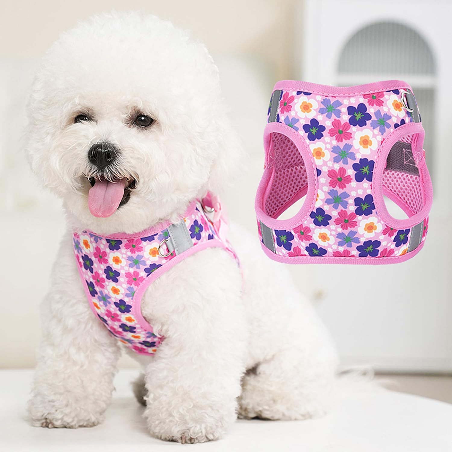KocaPlye pink flowers pattern harness for stylish everyday strolls