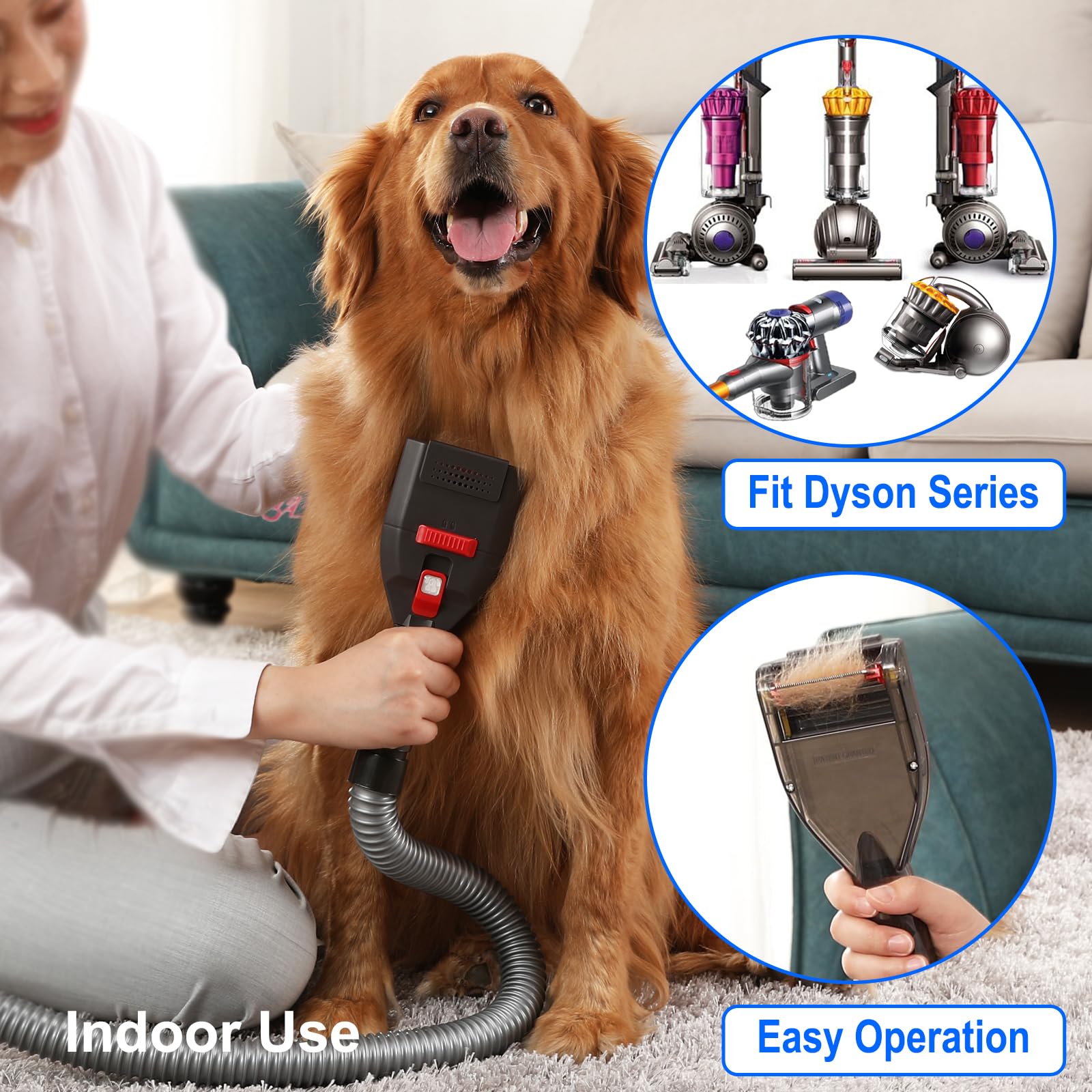 Kodahome extension hose enables easy reach during grooming sessions.