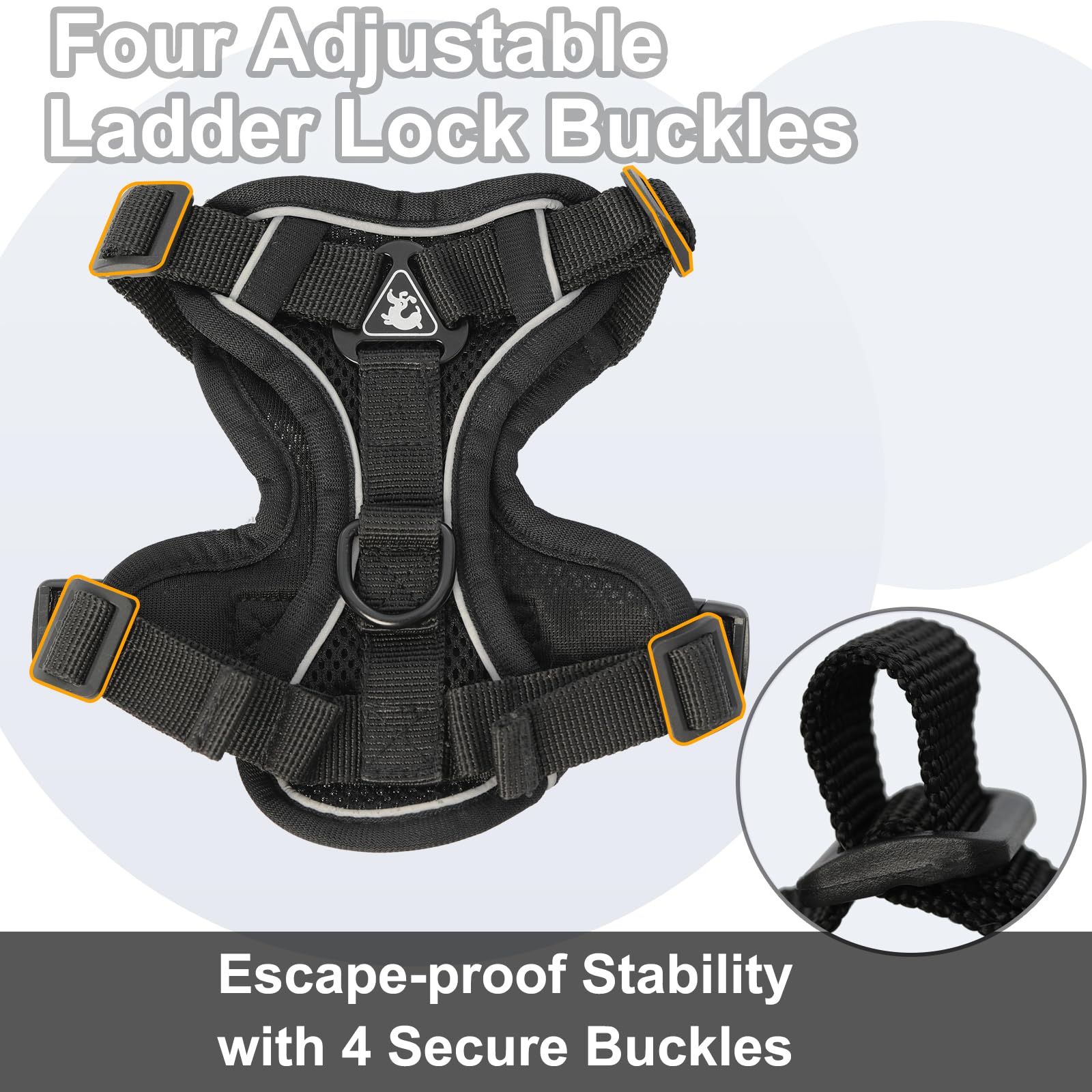 Kodervo cat harness soft padding with no-pull design for comfort.