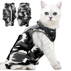 Kodervo cat recovery suit closeup showing breathable cotton texture for comfy recovery.