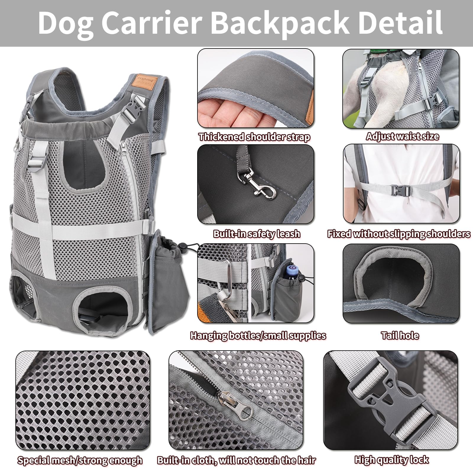 Kodervo front-facing legs-out design lets your dog observe surroundings during walks and hikes.