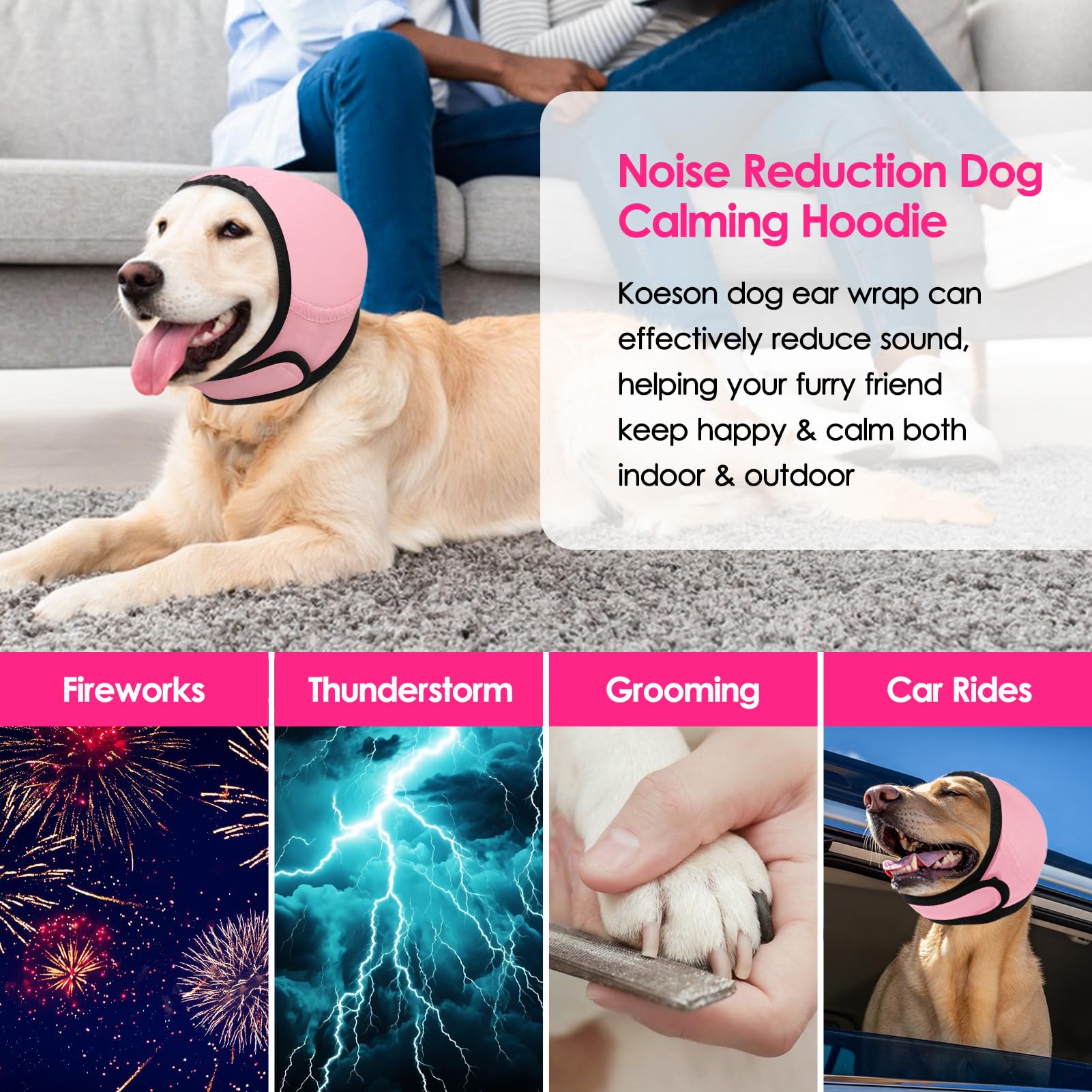 KOESON adjustable-strap head wrap demonstrates secure, comfortable fit