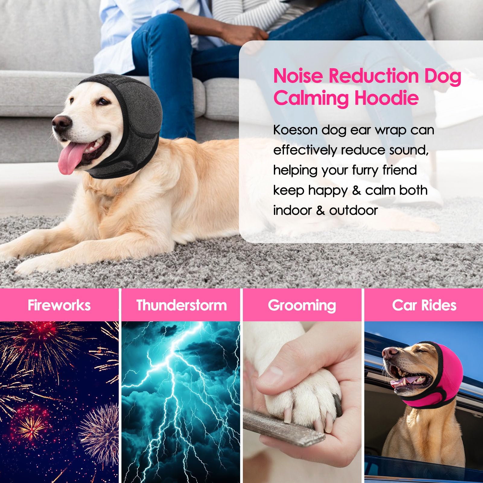 KOESON cubre-orejas para perro sin sacudidas, protege orejas de golpes leves