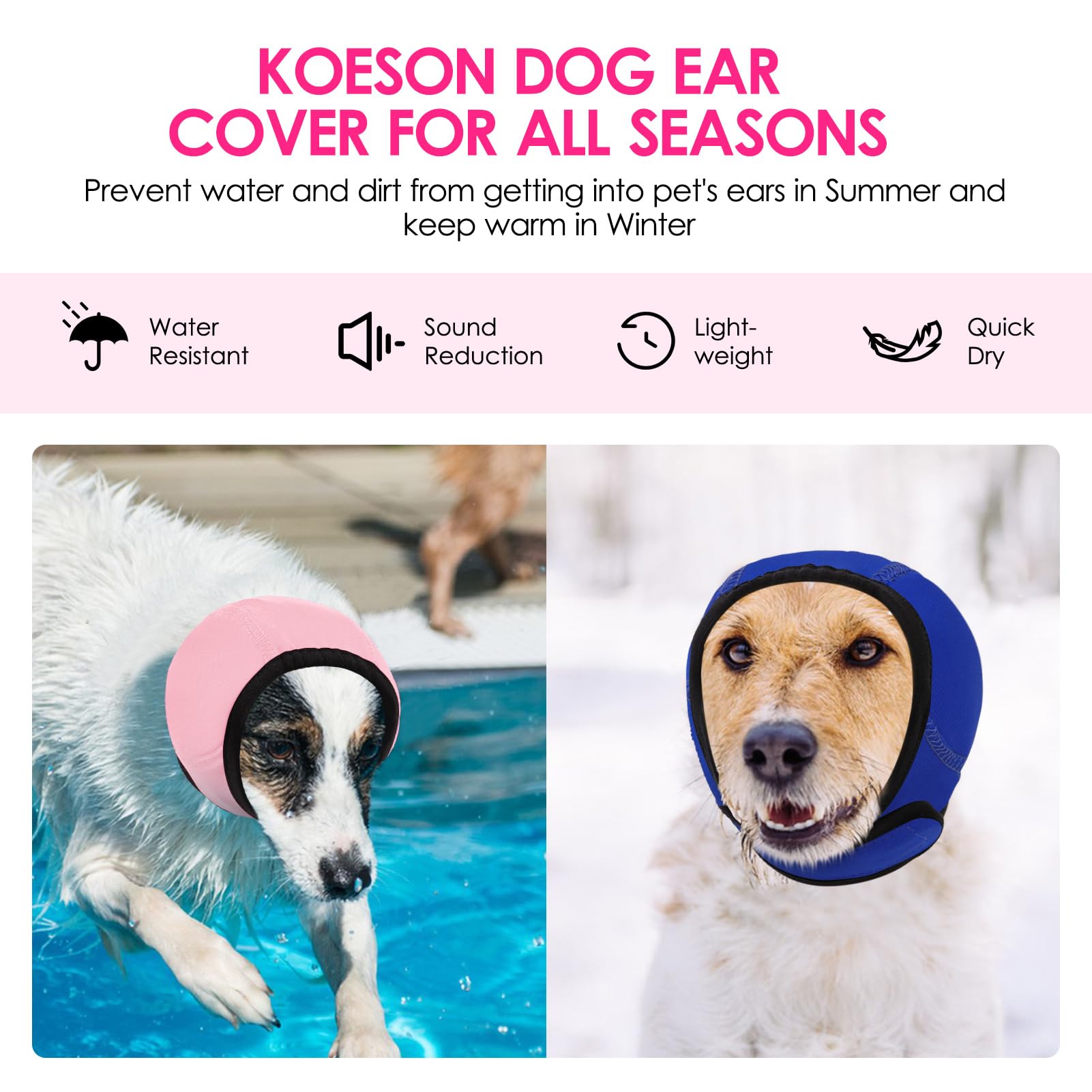 KOESON dog calming hoodie winter-use shows warmth and dust protection on walks.
