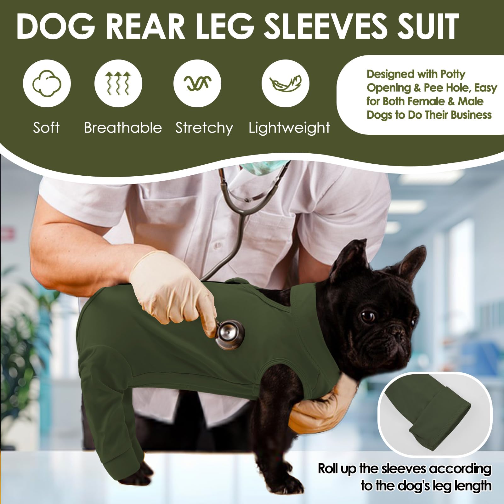 KOESON dog recovery sleeve breathable fabric for cool comfort.