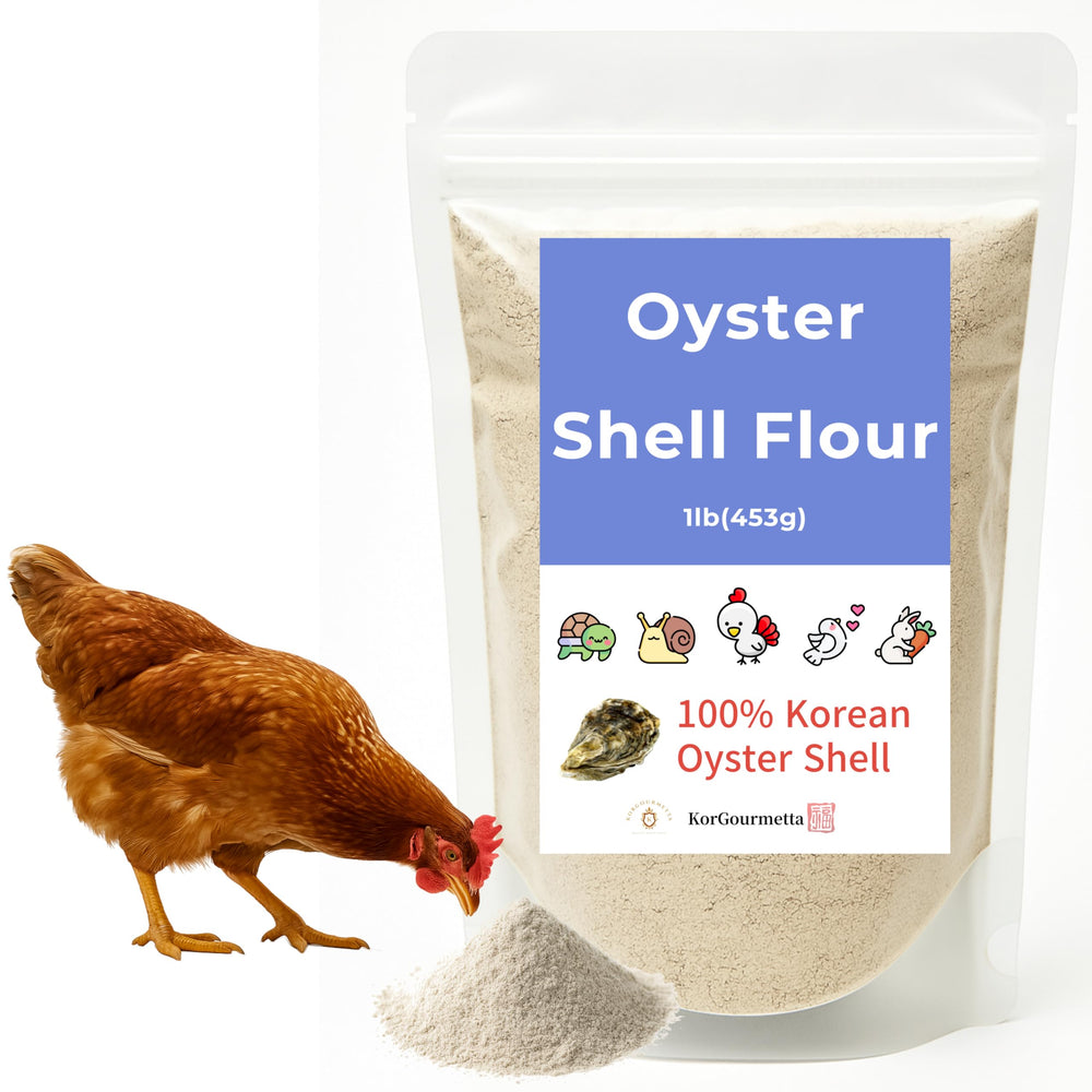 KorGourmetta oyster shell flour packaging showing moisture-resistant pouch for freshness.