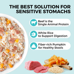 KOHA Bland Diet beef ingredient close-up highlights single-protein focus.