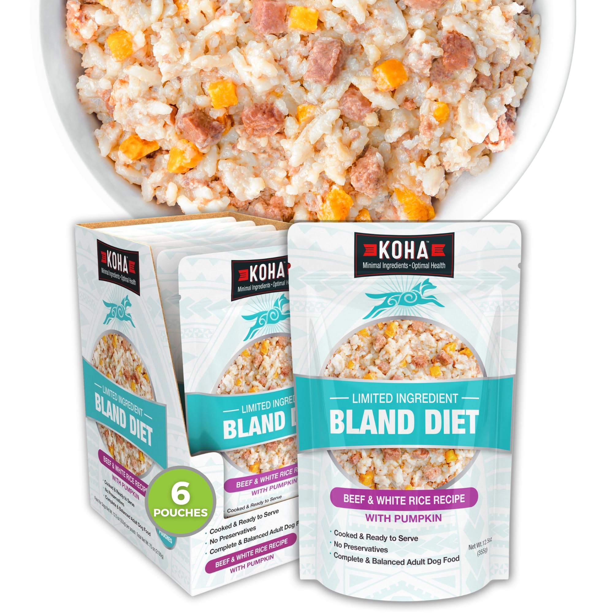 KOHA Bland Diet dog bowl served promotes easy feeding for sensitive stomachs.