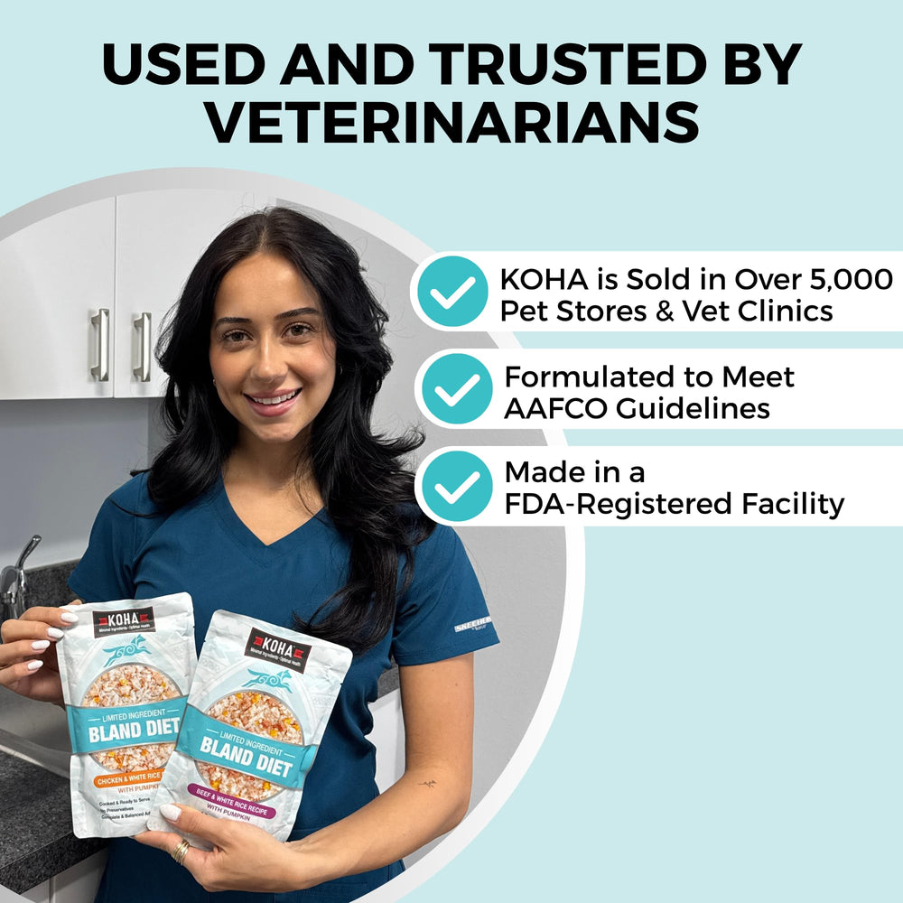 KOHA Bland Diet ready-to-serve bowl shows convenient, no-cook feeding.