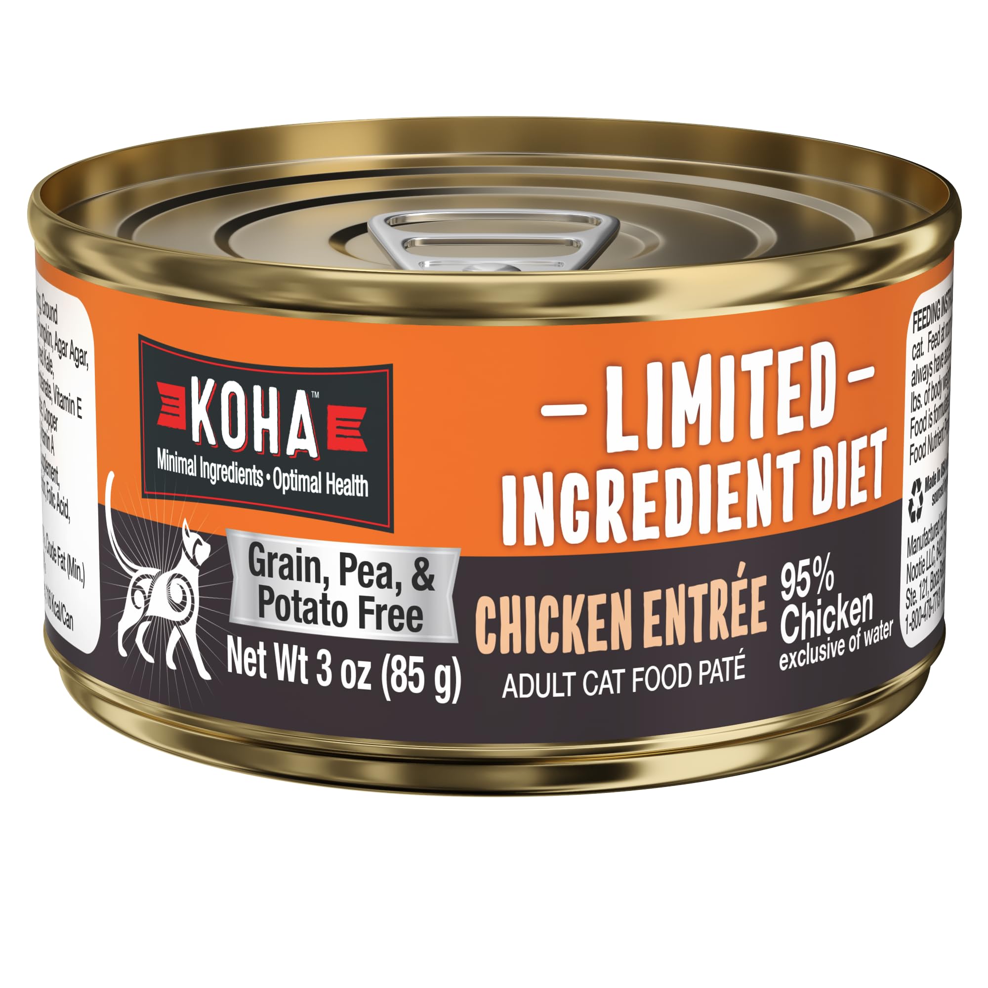 KOHA limited ingredient diet chicken pate pack front showing grain-free single-protein cat food