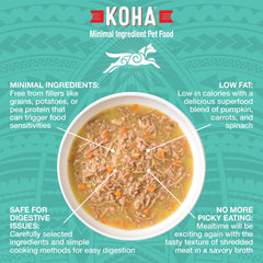 KOHA Pure Shreds Duck Entrée broth pour highlights moisture-rich texture for palatable meals