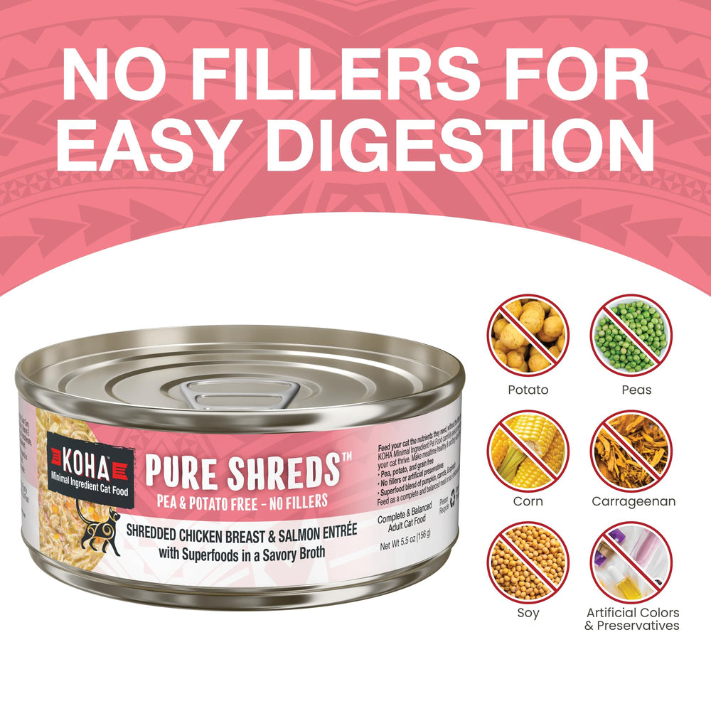 KOHA Pure Shreds with pumpkin, carrots, spinach provides a nutritious superfood blend.