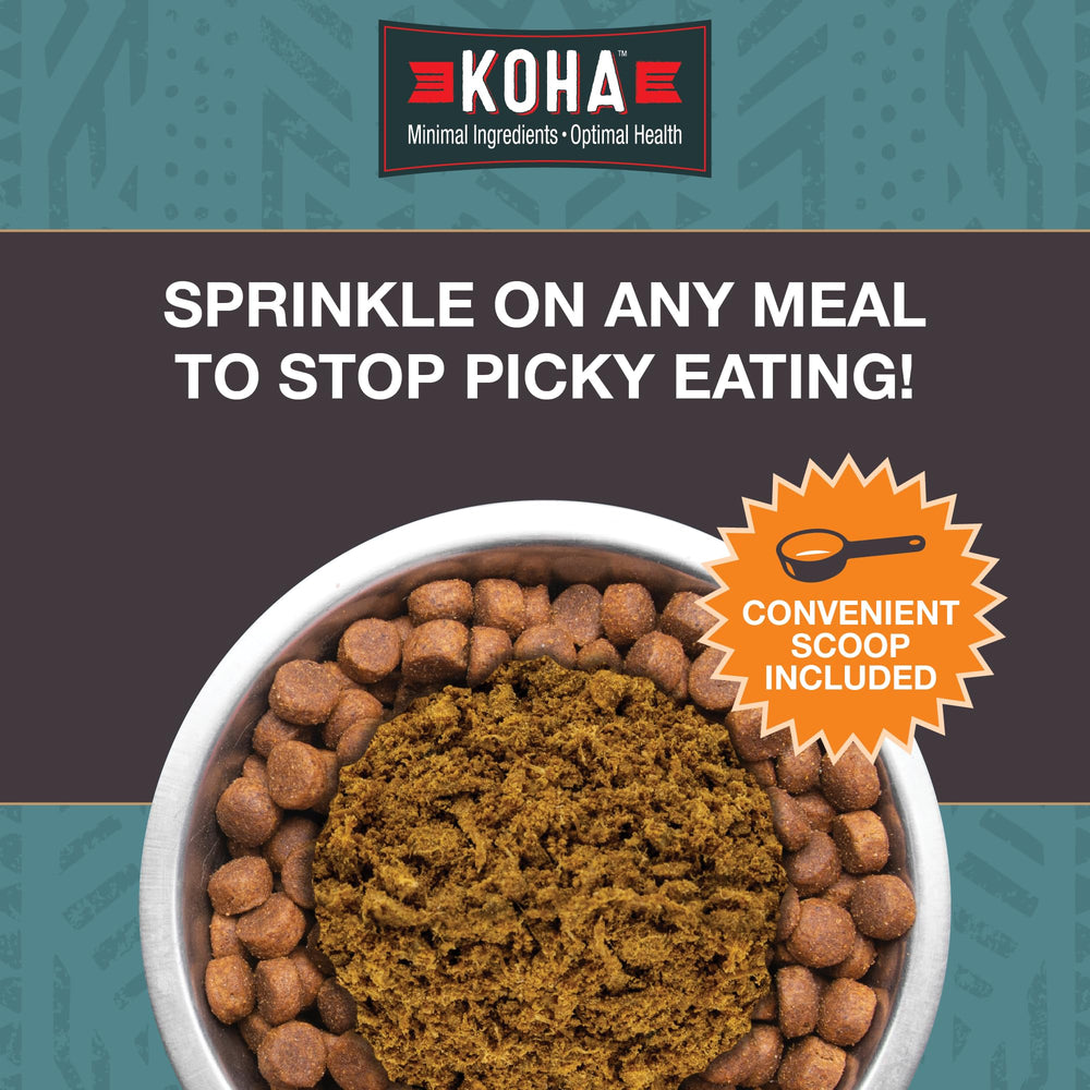 KOHA Raw Life ingredients close-up shows minimal ingredients and high protein
