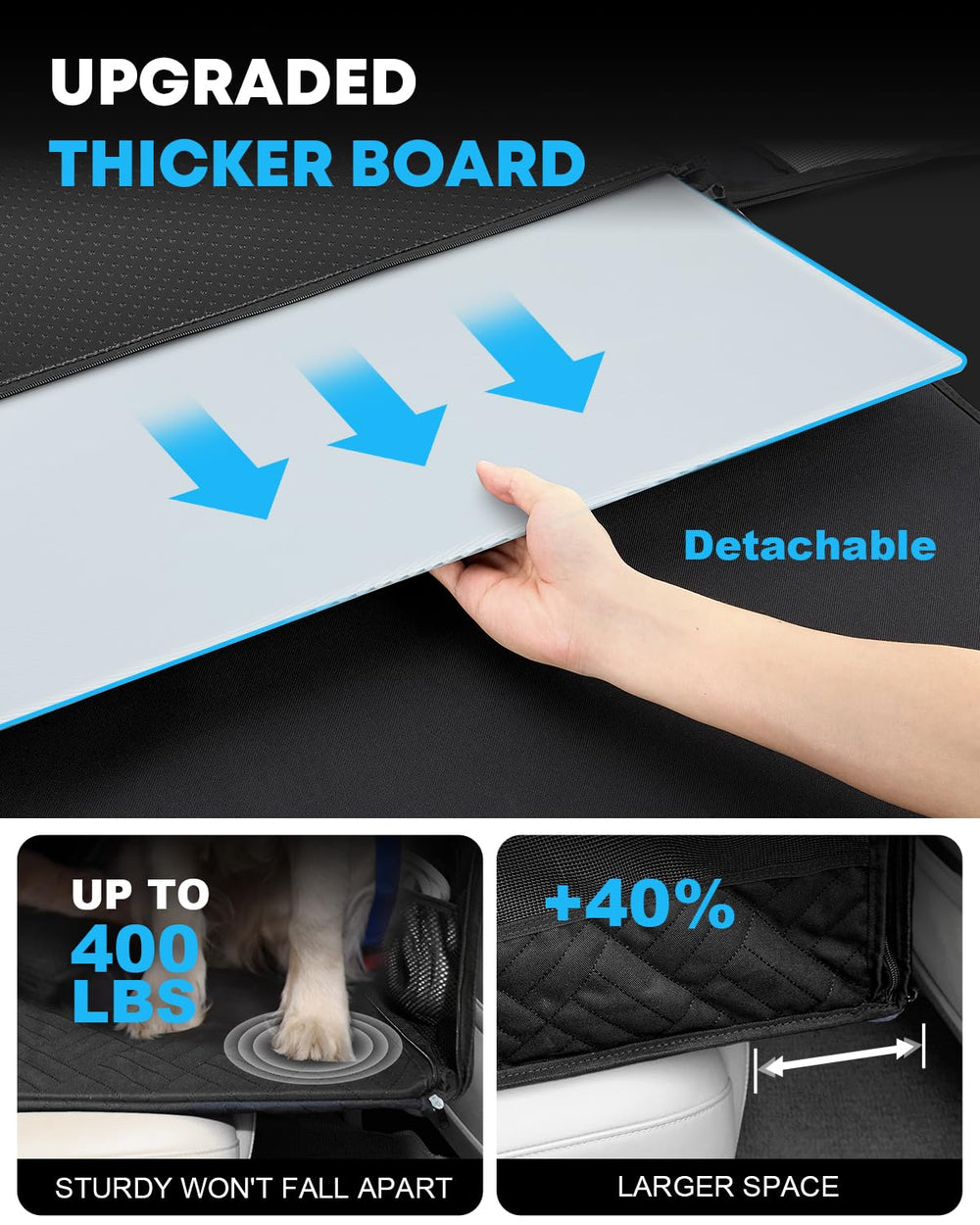 Kohree dog hammock back-seat extender expands rear space for comfort