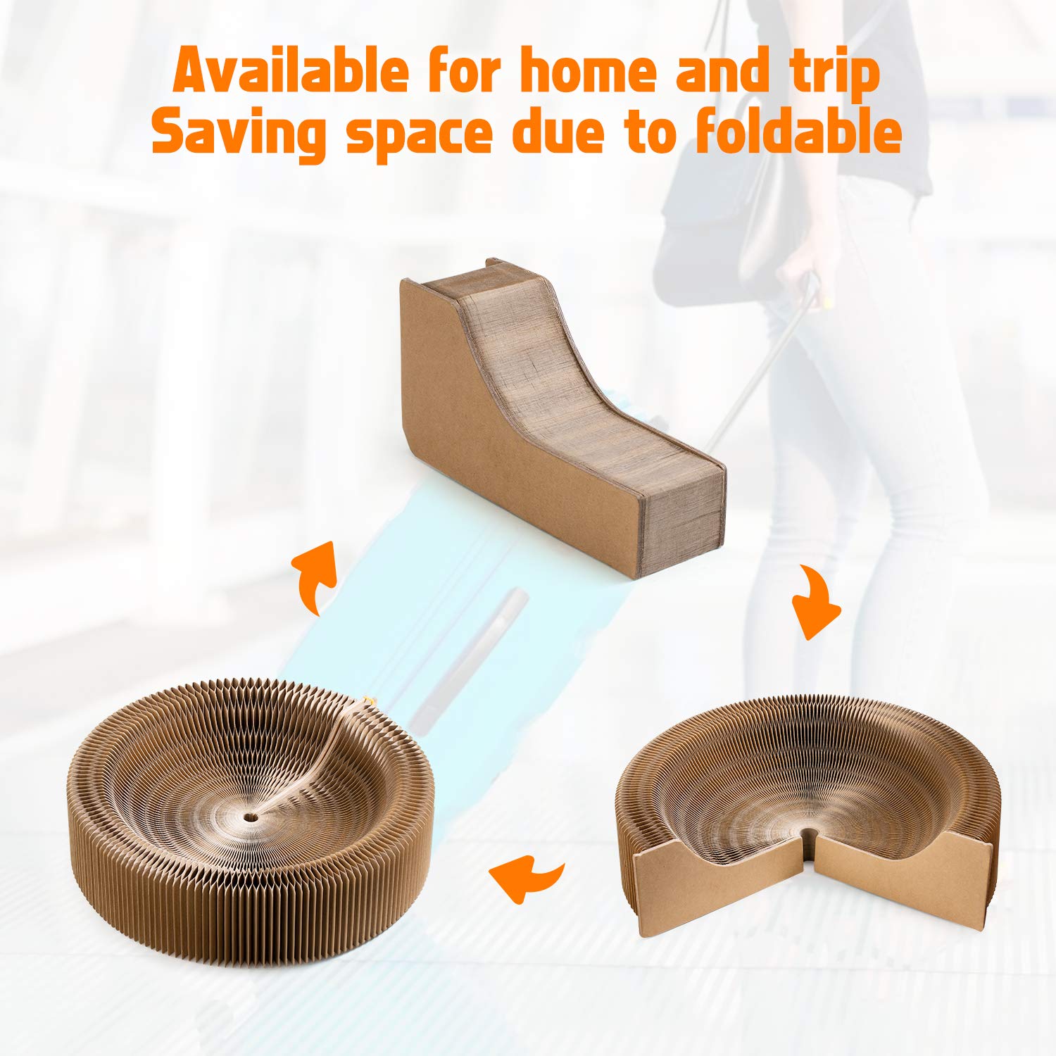 Koimsec round cat scratcher bed showing 20 inch diameter ideal for large cats