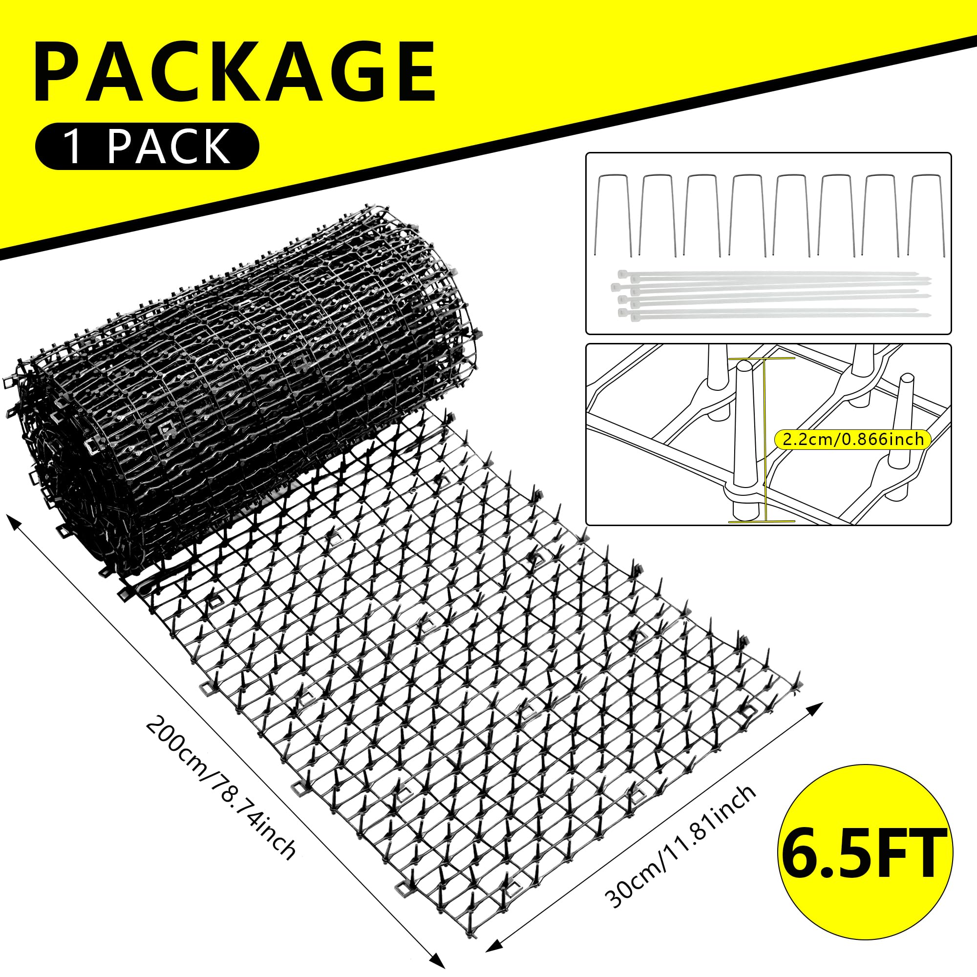 KOKMEYA Pet Repellent Mat side view with stakes demonstrates easy setup