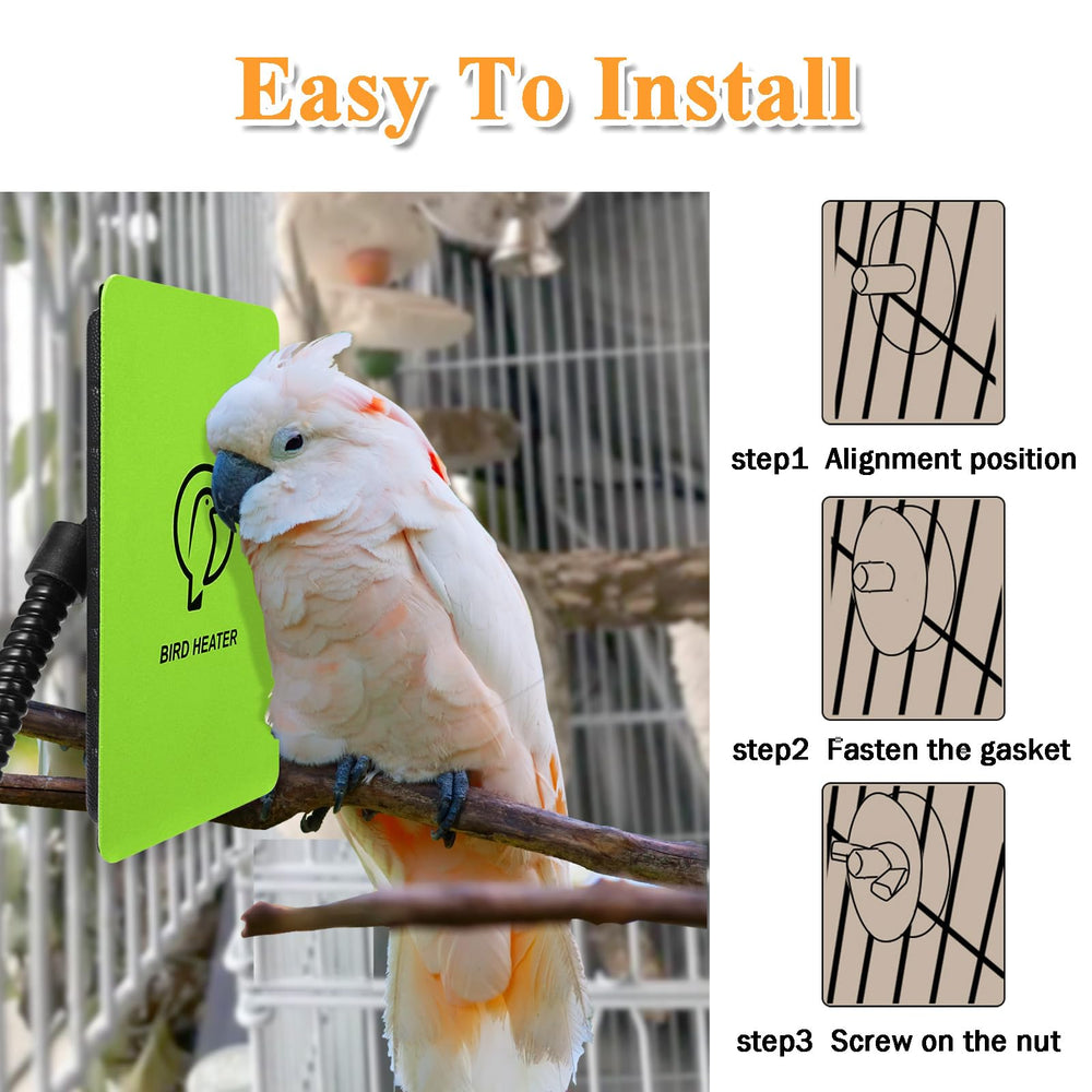 Kokopro bird heater cage mounting screws enable quick installation.