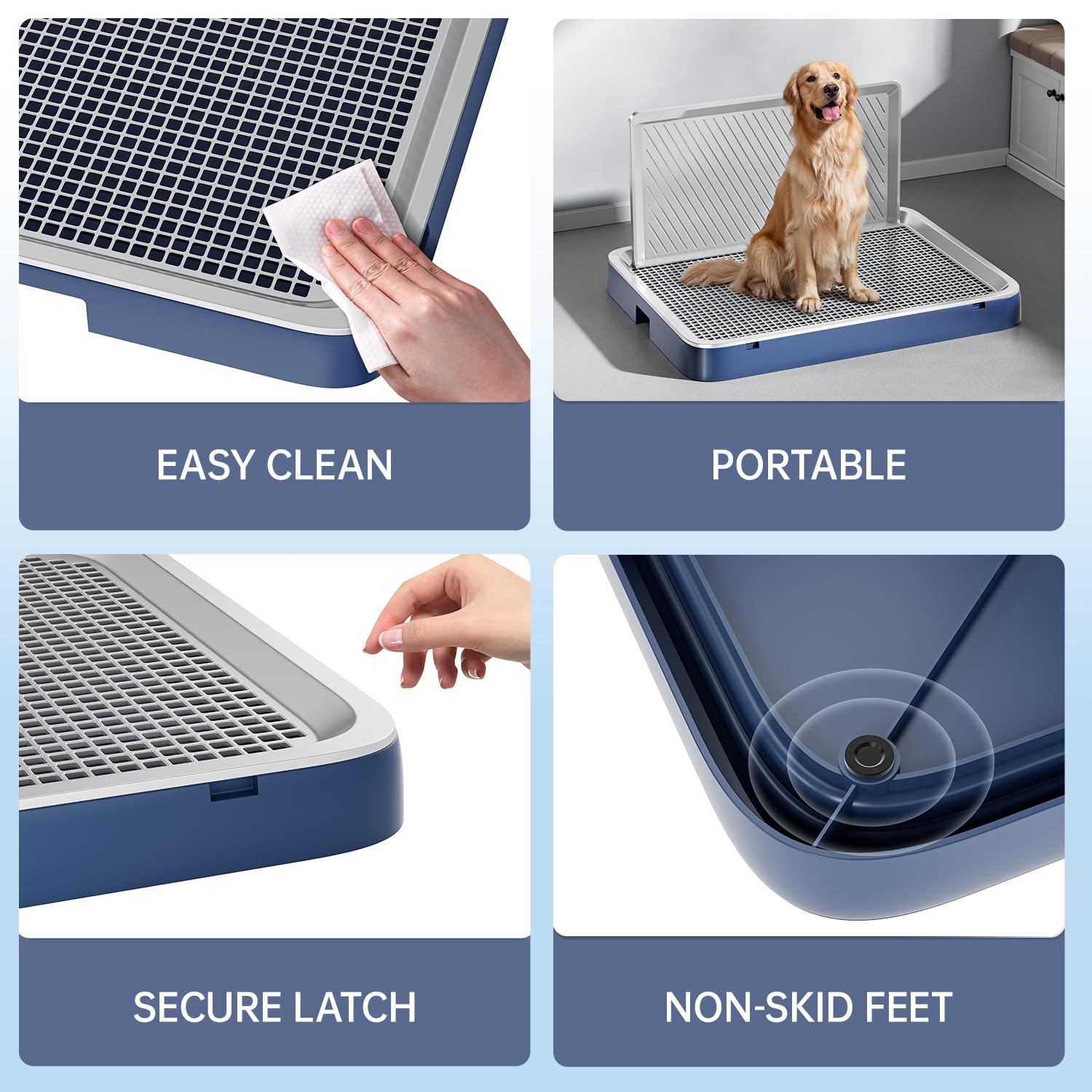 KOLA PANDA non-slip-bottom; four rubber feet keep tray steady.
