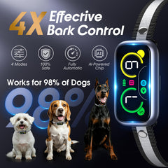 Kollgux Dog Bark Collar Pro showcasing customizable modes for different dog sizes