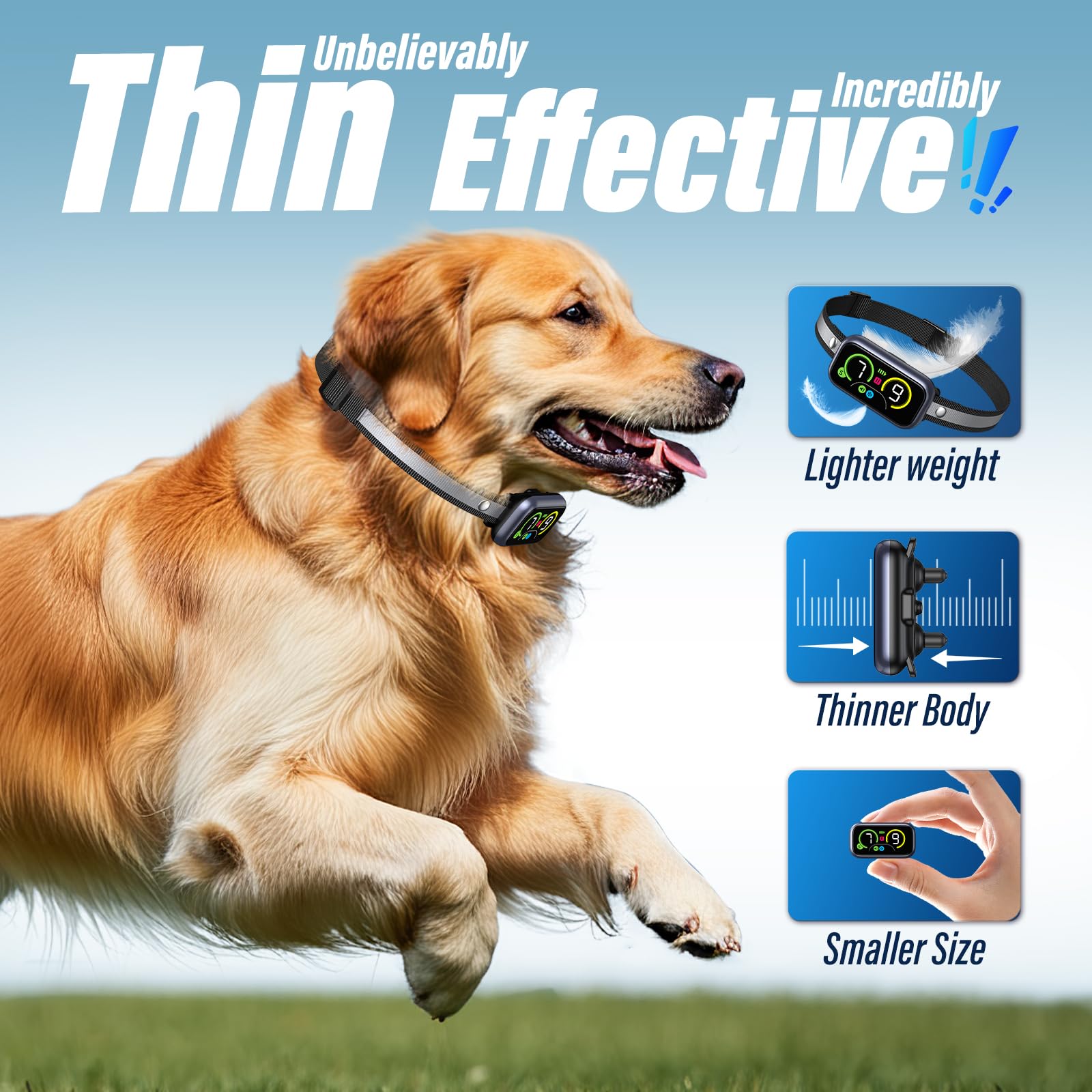 Kollgux dog bark collar sensitivity dial — seven levels for tailored training.