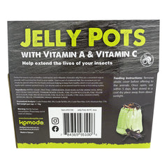 Komodo Jelly Pots banana packaging shows easy, grab-and-go feeding in multiple enclosures.