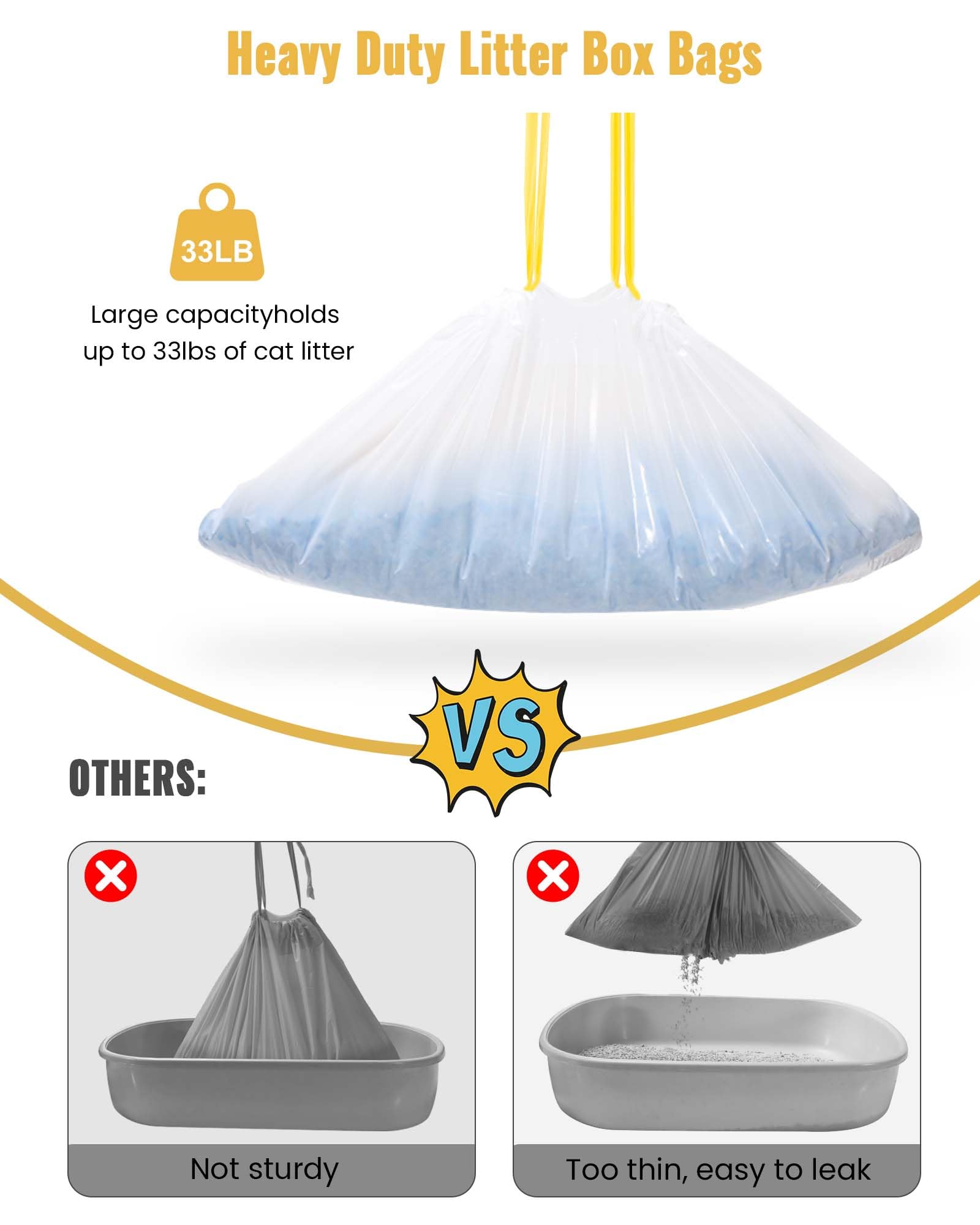 KONE cat litter box liners extra-thick material indicates puncture resistance during scooping.