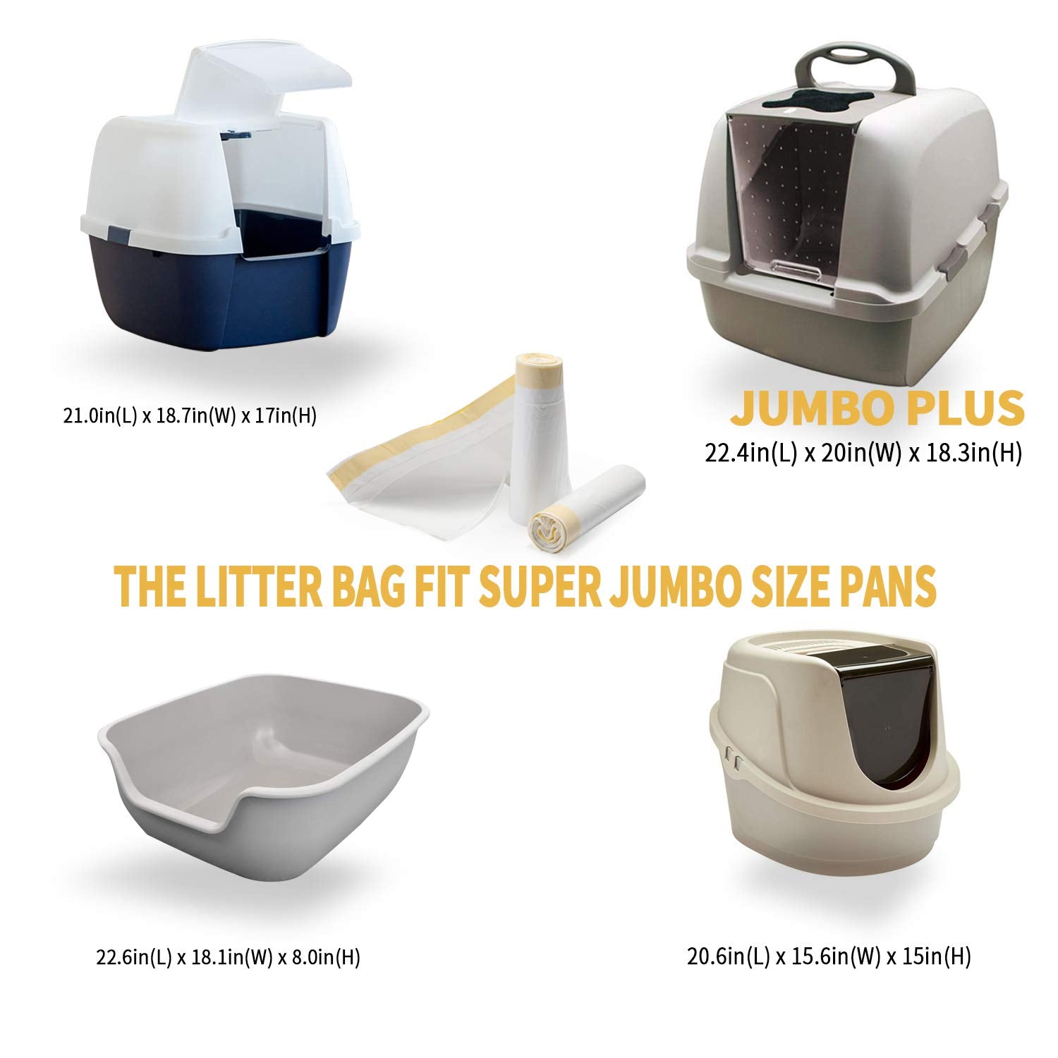 KONE jumbo 45x18 bags fit most litter boxes for easy setup